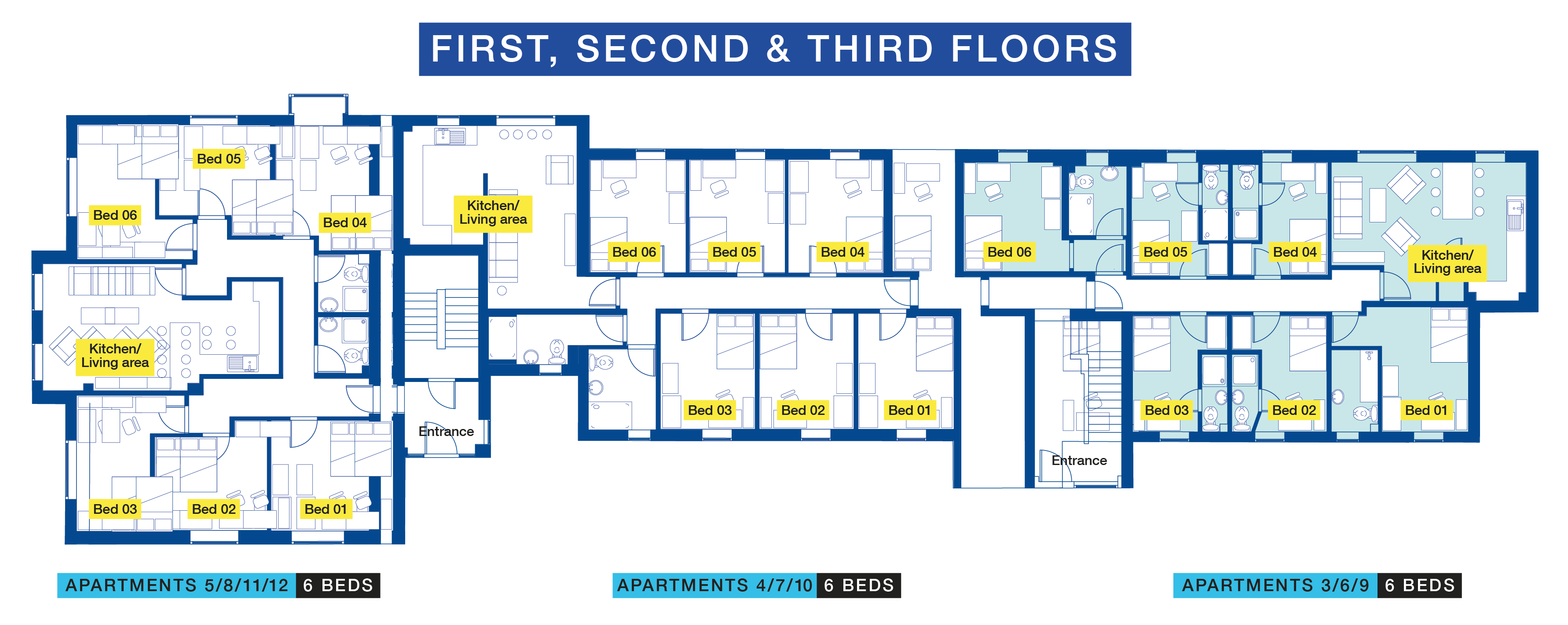 Varsity City FloorPlans for Site - First, Second & Third Floors |  | Varsity